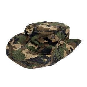 Boonie Camo Green Brown Army Vented Bucket Sun Safari Hat Cap Adjustable